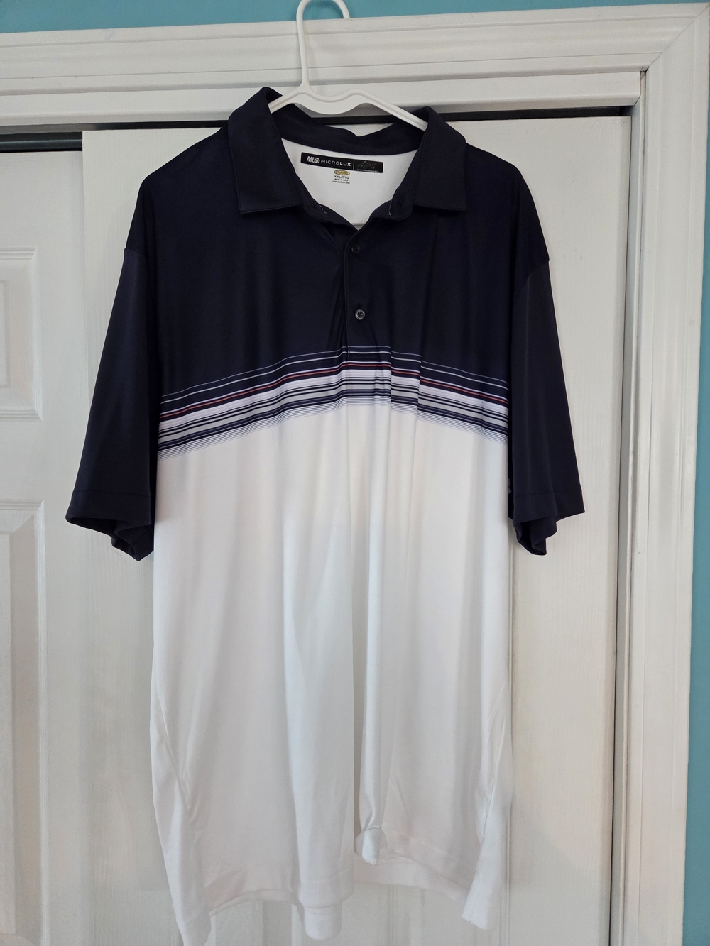 Greg Norman ML75 Microlux Men’s Navy/White Performance Polo Size XXL